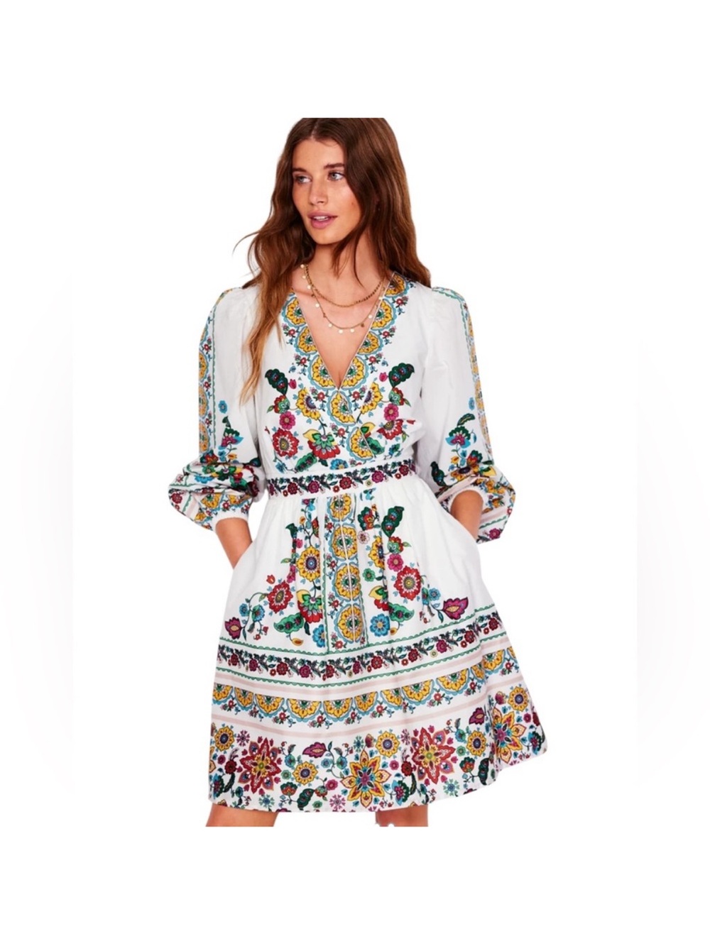 NWT Boden Mya Cotton Short Colorful Floral Dress in Botanical Spring